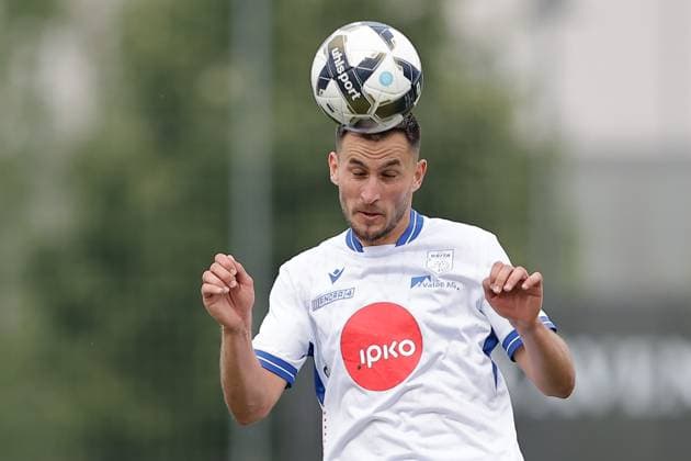 Header Derrick Bonsu Drita 18 15 07 2025 Football Champions League qualification, 1 round, second leg, season 2025 2026 15 07 2025 FC Differdange 03 LUX FC Drita XKX Differdange Stade Municipal de la Ville de Differdange, Differdange