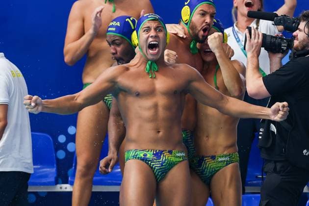 Andre Luis de Freitas of Brazil Canada v Brazil, Water polo, Wasserball Singapore 2025 World Aquatics Championships, OCBC Aquatic Centre, July 16, 2025, Singapore, Singapore.
