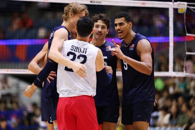 United States team group, Mannschaftsbild, Totale (USA), JULY 16, 2025 - Volleyball : FIVB Volleyball Nations League 2025 Men s Preliminary Round match between Turkey - United States at Chiba Port Arena, Chiba, Japan. Noxthirdxpartyxsales  aflo_297848485