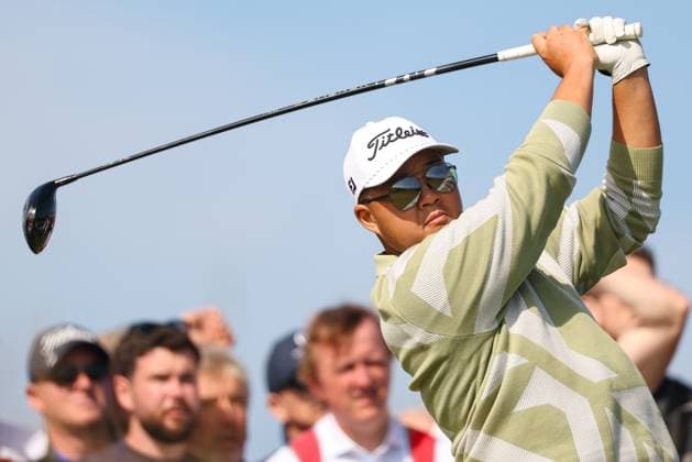 The 153rd Open Championship, Royal Portrush Golf Club, Co. Antrim 16 7 2025 Sampson Zheng tees off at the 14th Sampson Zheng tees off at the 14th 16 7 2025  Copyright: x INPHO BenxBradyx BB3_5891