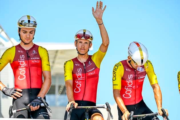 Tour de France 2025 Stage 11 TOULOUSE, FRANCE - JULY 16 : Teuns Dylan (BEL) of Cofidis on stage before the start of the race during stage 11 of the 112th edition of Tour de France an UCI World Tour 2.UWT cycling road race stage for Men Elite of 154 km with start in Toulouse and finish in Toulouse on July 16, 2025 in Toulouse, France, 16 07 2025 ( Motordriver Kenny Verfaillie - Toulouse France  Copyright: xJanxDexMeuleneirx