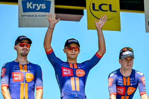 Tour de France 2025 Stage 11 TOULOUSE, FRANCE - JULY 16 : Bittner Pavel (CZE) of Team Picnic PostNL on stage before the start of the race during stage 11 of the 112th edition of Tour de France an UCI World Tour 2.UWT cycling road race stage for Men Elite of 154 km with start in Toulouse and finish in Toulouse on July 16, 2025 in Toulouse, France, 16 07 2025 ( Motordriver Kenny Verfaillie - Toulouse France  Copyright: xJanxDexMeuleneirx