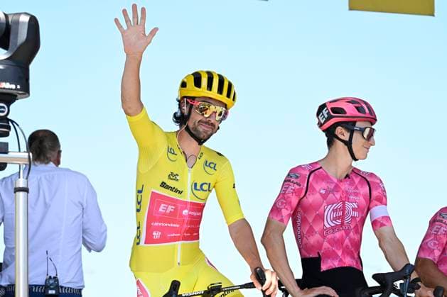 Tour de France 2025 Stage 11 TOULOUSE, FRANCE - JULY 16 : Healy Ben (IRL) of EF Education - EasyPost on stage before the start of the race during stage 11 of the 112th edition of Tour de France an UCI World Tour 2.UWT cycling road race stage for Men Elite of 154 km with start in Toulouse and finish in Toulouse on July 16, 2025 in Toulouse, France, 16 07 2025 ( Motordriver Kenny Verfaillie - Toulouse France  Copyright: xJanxDexMeuleneirx