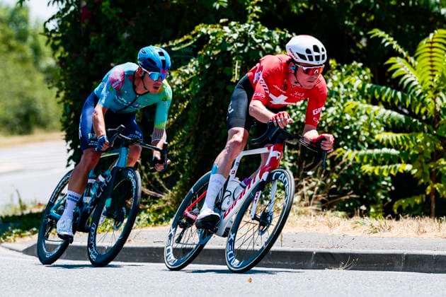 Tour de France 2025 Stage 11 TOULOUSE, FRANCE - JULY 16 : Schmid Mauro (SUI) of Team Jayco AlUla leading the escape pack, Ballerini Davide (ITA) of XDS Astana Team pictured during stage 11 of the 112th edition of Tour de France an UCI World Tour 2.UWT cycling road race stage for Men Elite of 154 km with start in Toulouse and finish in Toulouse on July 16, 2025 in Toulouse, France, 16 07 2025 ( Motordriver Kenny Verfaillie - Toulouse France  Copyright: xLucaxBettinix