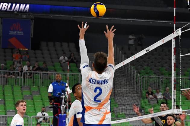 Ljubljana, Slovenia, 16th July 2024: Wessel Keemink of Netherlands in action during the IVNL Volleyball Nations League, Week 3 match, between Ukraine and Netherlands at Arena Stozice, Ljubljana, Slovenia. (Natasa Kupljenik SPP) Copyright: xNatasaxKupljenikx xSPPx SPP_1015267