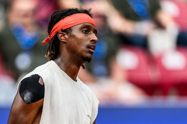250716 Mikael Ymer of Sweden looks dejected during day 4 of the Nordea Open on July 16, 2025 in Bastad Photo Mathilda Schuler BILDBYRAN kod MA MA0847 tennis atp 250 nordea open bbeng depp sweden sverige  Copyright: MATHILDAxSCHULER BB250716MA009