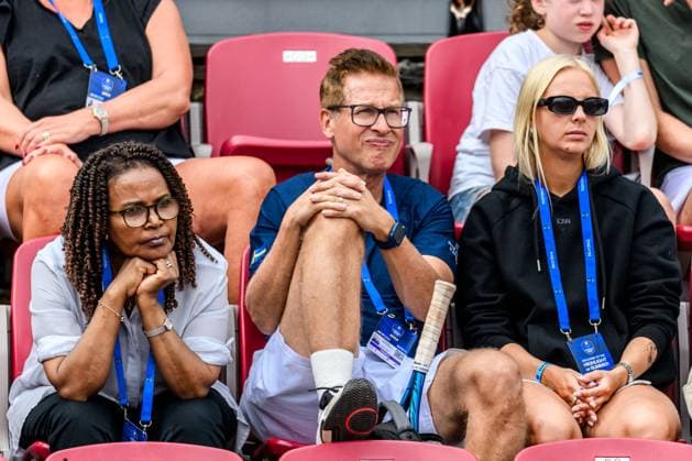 250716 Kelemework Elias Yigletu mother of Mikael Ymer and Elias Ymer and Gunnar Adalberth in the stands during day 4 of the Nordea Open on July 16, 2025 in Bastad Photo Mathilda Schuler BILDBYRAN kod MA MA0847 tennis atp 250 nordea open bbeng publik  Copyright: MATHILDAxSCHULER BB250716MA012