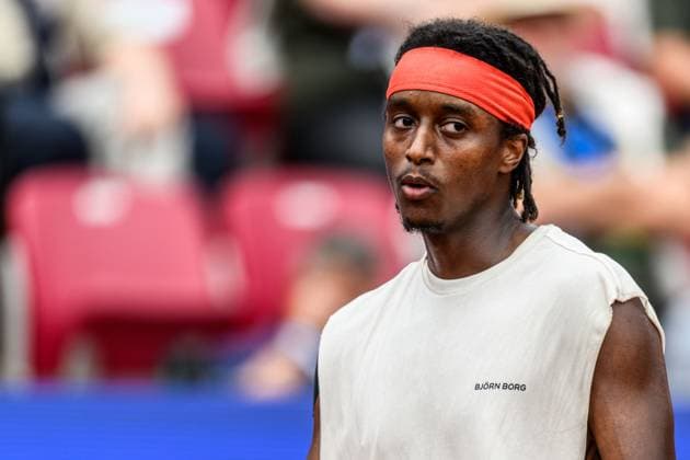 250716 Mikael Ymer of Sweden looks dejected during day 4 of the Nordea Open on July 16, 2025 in Bastad Photo Mathilda Schuler BILDBYRAN kod MA MA0847 tennis atp 250 nordea open bbeng sweden sverige depp  Copyright: MATHILDAxSCHULER BB250716MA017