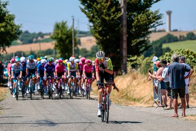 Tour de France 2025 Stage 11 TOULOUSE, FRANCE - JULY 16 : Rider of Intermarche - Wanty in action pictured during stage 11 of the 112th edition of Tour de France an UCI World Tour 2.UWT cycling road race stage for Men Elite of 154 km with start in Toulouse and finish in Toulouse on July 16, 2025 in Toulouse, France, 16 07 2025 ( Motordriver Kenny Verfaillie - Toulouse France  Copyright: xLucaxBettinix