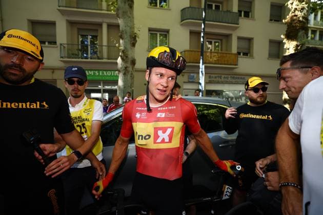 Tour de France 2025 Stage 11 TOULOUSE, FRANCE - JULY 16 : Abrahamsen Jonas (NOR) of Uno-X Mobility celebrating his victory pictured during stage 11 of the 112th edition of Tour de France an UCI World Tour 2.UWT cycling road race stage for Men Elite of 154 km with start in Toulouse and finish in Toulouse on July 16, 2025 in Toulouse, France, 16 07 2025 ( Motordriver Kenny Verfaillie - Toulouse France  Copyright: xTimxVanxWichelenx