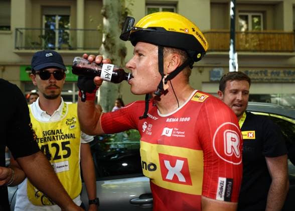 Norwegian Jonas Abrahamsen of Uno-X Mobility celebrates after winning stage 11 of the 2025 Tour de France cycling, from and to Toulouse (154km), on Wednesday 16 July 2025 in France. The 112th edition of the Tour de France starts on Saturday 5 July in Lille, France, and will finish in Paris, France on the 27th of July. POOLxTIMxVANxWICHELEN  x129380228x