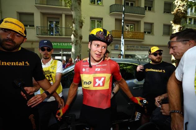 Norwegian Jonas Abrahamsen of Uno-X Mobility celebrates after winning stage 11 of the 2025 Tour de France cycling, from and to Toulouse (154km), on Wednesday 16 July 2025 in France. The 112th edition of the Tour de France starts on Saturday 5 July in Lille, France, and will finish in Paris, France on the 27th of July. POOLxTIMxVANxWICHELEN  x129380284x