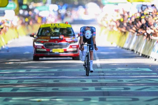 Tour de France 2025 Stage 11 TOULOUSE, FRANCE - JULY 16 : Van Der Poel Mathieu (NED) of Alpecin - Deceuninck at the finishline during stage 11 of the 112th edition of Tour de France an UCI World Tour 2.UWT cycling road race stage for Men Elite of 154 km with start in Toulouse and finish in Toulouse on July 16, 2025 in Toulouse, France, 16 07 2025 ( Motordriver Kenny Verfaillie - Toulouse France  Copyright: xVincentxKalutx