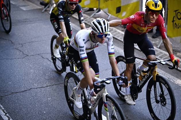 Slovenian Tadej Pogacar of UAE Team Emirates crosses the finish line of stage 11 of the 2025 Tour de France cycling, from and to Toulouse (154km), on Wednesday 16 July 2025 in France. The 112th edition of the Tour de France starts on Saturday 5 July in Lille, France, and will finish in Paris, France on the 27th of July. JASPERxJACOBS  x129380925x