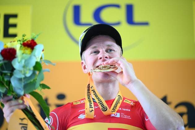 Tour de France 2025 Stage 11 TOULOUSE, FRANCE - JULY 16 : Abrahamsen Jonas (NOR) of Uno-X Mobility on the podium during stage 11 of the 112th edition of Tour de France an UCI World Tour 2.UWT cycling road race stage for Men Elite of 154 km with start in Toulouse and finish in Toulouse on July 16, 2025 in Toulouse, France, 16 07 2025 ( Motordriver Kenny Verfaillie - Toulouse France  Copyright: xVincentxKalutx