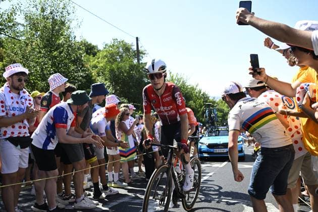 Tour de France 2025 Stage 11 TOULOUSE, FRANCE - JULY 16 : Grignard Sebastien (BEL) of Lotto in action during stage 11 of the 112th edition of Tour de France an UCI World Tour 2.UWT cycling road race stage for Men Elite of 154 km with start in Toulouse and finish in Toulouse on July 16, 2025 in Toulouse, France, 16 07 2025 ( Motordriver Kenny Verfaillie - Toulouse France  Copyright: xJanxDexMeuleneirx