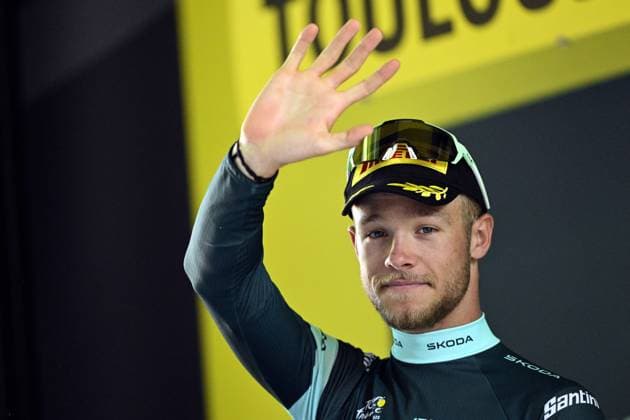 Italian Jonathan Milan of Lidl-Trek celebrates on the podium in the green points jersey after stage 11 of the 2025 Tour de France cycling, from and to Toulouse (154km), on Wednesday 16 July 2025 in France. The 112th edition of the Tour de France starts on Saturday 5 July in Lille, France, and will finish in Paris, France on the 27th of July. DIRKxWAEM  x129381915x
