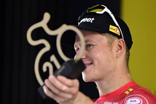 Norwegian Jonas Abrahamsen of Uno-X Mobility celebrates after winning stage 11 of the 2025 Tour de France cycling, from and to Toulouse (154km), on Wednesday 16 July 2025 in France. The 112th edition of the Tour de France starts on Saturday 5 July in Lille, France, and will finish in Paris, France on the 27th of July. DIRKxWAEM  x129382862x