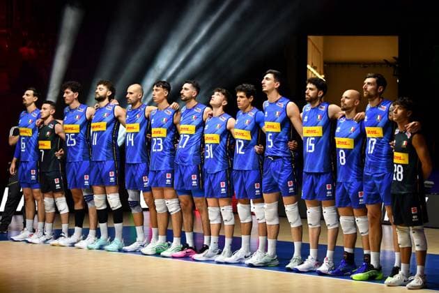 Ljubljana, Slovenia, 16th July 2024: Team Italy during the IVNL Volleyball Nations League, Week 3 match, between Serbia and Italy at Arena Stozice, Ljubljana, Slovenia. (Natasa Kupljenik SPP) Copyright: xNatasaxKupljenikx xSPPx SPP_1015537