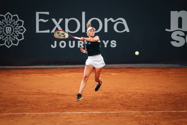Tennis Women MSC Hamburg Ladies Open WTA 250 Andrei Nastasja Schunk GER vs Dalma Galfi HUN 16 07 2025 Nastasja Schunk jumped forehand Hamburg Tennisstadion am Rothenbaum Hamburg Germany