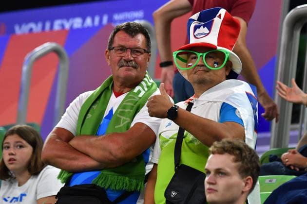 Ljubljana, Slovenia, 16th July 2024: Slovenian fans during the IVNL Volleyball Nations League, Week 3 match, between Canada and Slovenia at Arena Stozice, Ljubljana, Slovenia. (Natasa Kupljenik SPP) Copyright: xNatasaxKupljenikx xSPPx SPP_1015845