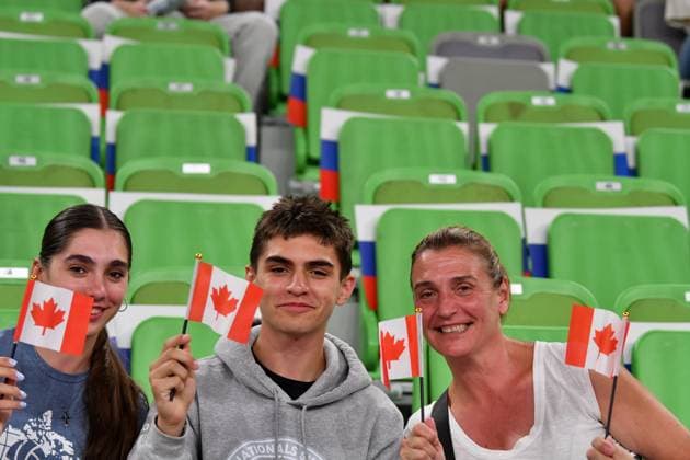 Ljubljana, Slovenia, 16th July 2024: Team Canada fans in action during the IVNL Volleyball Nations League, Week 3 match, between Canada and Slovenia at Arena Stozice, Ljubljana, Slovenia. (Natasa Kupljenik SPP) Copyright: xNatasaxKupljenikx xSPPx SPP_1015847