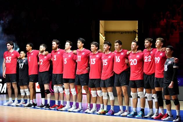 Ljubljana, Slovenia, 16th July 2024: Team Canada during the IVNL Volleyball Nations League, Week 3 match, between Canada and Slovenia at Arena Stozice, Ljubljana, Slovenia. (Natasa Kupljenik SPP) Copyright: xNatasaxKupljenikx xSPPx SPP_1015843