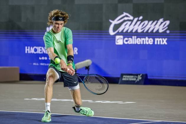 LOS CABOS TENNIS TENNIS OPEN 2025, LOS CABOS TENNIS OPEN 2025 RUBLEV VS HERNANDEZ 16072025 LOS CABOS, BAJA CALIFORNIA, MEXICO Photo of Andrey Rublev of Russia, during singles game of Los Cabos Tennis Open 2025 held at the Estadio Mextenis of the Cabo Sports Complex of Los Cabos, Baja California, Mexico Photo Andrey Rublev of Russia, during singles game of Los Cabos Tennis Open 2025 held at the Estadio Mextenis of the Cabo Sports Complex of Los Cabos, Baja California, Mexico PHOTO BY IMAGENSHOP AGENCIA FOTOGRAFICA LOS CABOS BAJA CALIFORNIA MEXICO Copyright: xIMAGENSHOPxAGENCIAxFOTOGRAFICAx