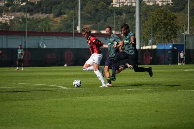 FOOTBALL : OGC Nice vs Aubagne - Match Amical - 16 07 2025 Gabin Bernardeau during the French amical football match between OGC Nice and Aubagne FC at training Stadium of Nice, south France, on July 16, 2025. Alejandro Martinez Gonzalez psnewz NICE  Copyright: xAlejandroxMartinezxGonzalez psnewzx