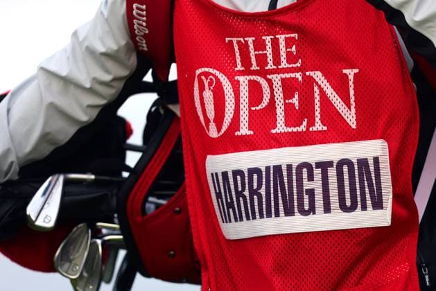 The 153rd Open Championship, Royal Portrush Golf Club, Co. Antrim 17 7 2025 A view of Padraig Harrington™s caddie™s bib A view of Padraig Harrington™s caddie™s bib 17 7 2025  Copyright: x INPHO BenxBradyx BB3_9971a