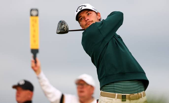 The 153rd Open Championship, Royal Portrush Golf Club, Co. Antrim 17 7 2025 Nicolai Hojgaard tees off on the 2nd Nicolai Hojgaard tees off on the 2nd 17 7 2025  Copyright: x INPHO BenxBradyx BB3_9968
