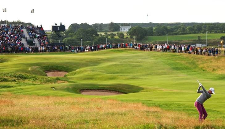 The 153rd Open Championship, Royal Portrush Golf Club, Co. Antrim 17 7 2025 Tom McKibbin plays a shot on the 1st Tom McKibbin plays a shot on the 1st 17 7 2025  Copyright: x INPHO BenxBradyx BB2_5978a