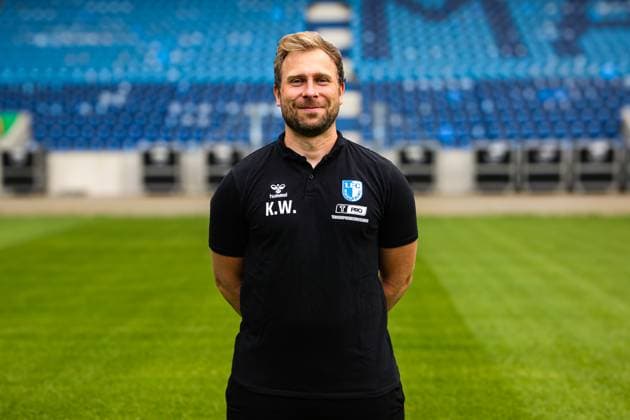 Match analyst Kevin Waliczek, 1 FC Magdeburg 2 Soccer Bundesliga portrait appointment 2 BL 2025 2026 official photo appointment 1 FC Magdeburg in the Avnet Arena in Magdeburg portrait, portrait, single picture, Germany, Soccer, Men, GER, 16 07 2025 Christian Schroedter