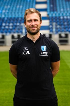 Match analyst Kevin Waliczek, 1 FC Magdeburg 2 Soccer Bundesliga portrait appointment 2 BL 2025 2026 official photo appointment 1 FC Magdeburg in the Avnet Arena in Magdeburg portrait, portrait, single picture, Germany, Soccer, Men, GER, 16 07 2025 Christian Schroedter