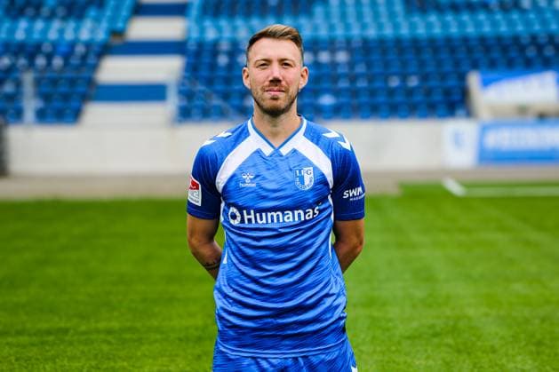 Connor Krempicki, 1 FC Magdeburg 2 Soccer Bundesliga portrait appointment 2 BL 2025 2026 official photo appointment 1 FC Magdeburg in the Avnet Arena in Magdeburg portrait, portrait, single image, Germany, Soccer, Men, GER, 16 07 2025 Christian Schroedter