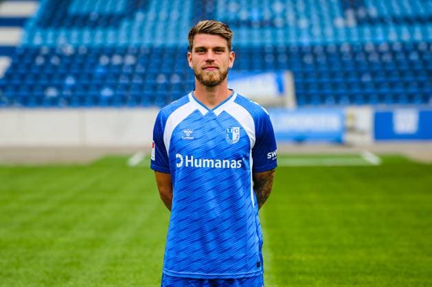 Marcus Mathisen, 1 FC Magdeburg 2 Soccer Bundesliga portrait appointment 2 BL 2025 2026 official photo appointment 1 FC Magdeburg in the Avnet Arena in Magdeburg portrait, portrait, single picture, Germany, soccer, men, GER, 16 07 2025 Christian Schroedter