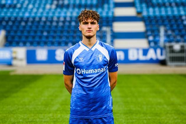 Nick Elias Meier, 1 FC Magdeburg 2 Soccer Bundesliga portrait appointment 2 BL 2025 2026 official photo appointment 1 FC Magdeburg in the Avnet Arena in Magdeburg portrait, portrait, single picture, Germany, Soccer, Men, GER, 16 07 2025 Christian Schroedter