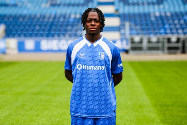 Pierre Nadjombe, 1 FC Magdeburg 2 Soccer Bundesliga portrait appointment 2 BL 2025 2026 official photo appointment 1 FC Magdeburg in the Avnet Arena in Magdeburg portrait, portrait, single picture, Germany, Soccer, Men, GER, 16 07 2025 Christian Schroedter