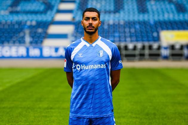 Tarek Chahed, 1 FC Magdeburg 2 Football Bundesliga portrait appointment 2 BL 2025 2026 official photo appointment 1 FC Magdeburg in the Avnet Arena in Magdeburg portrait, portrait, single image, Germany, football, men, GER, 16 07 2025 Christian Schroedter