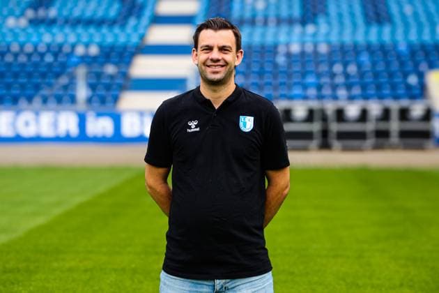Scout Tim Schork, 1 FC Magdeburg 2 Soccer Bundesliga portrait appointment 2 BL 2025 2026 official photo appointment 1 FC Magdeburg in the Avnet Arena in Magdeburg portrait, portrait, single picture, Germany, football, men, GER, 16 07 2025 Christian Schroedter