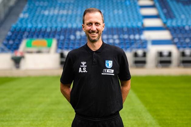 Co coach Andreas Schumacher, 1 FC Magdeburg 2 Soccer Bundesliga portrait appointment 2 BL 2025 2026 official photo appointment 1 FC Magdeburg in the Avnet Arena in Magdeburg portrait, portrait, single picture, Germany, Soccer, men, GER, 16 07 2025 Christian Schroedter