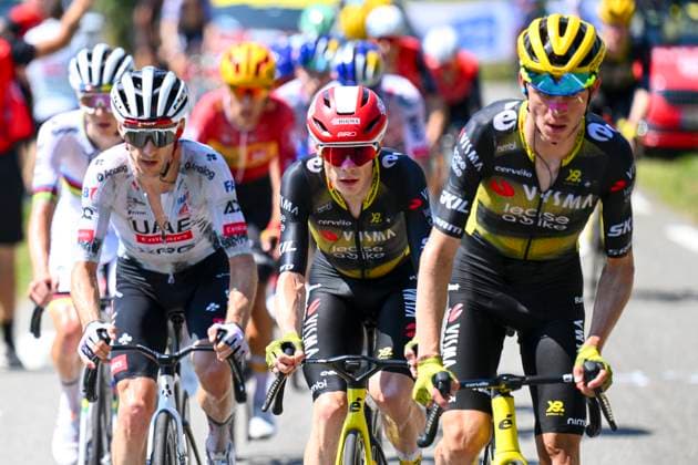 Tour de France 2025 Stage 12 HAUTACAM, FRANCE - JULY 17 : Vingegaard Jonas (DEN) of Team Visma - Lease a Bike in action during stage 12 of the 112th edition of Tour de France an UCI World Tour 2.UWT cycling road race stage for Men Elite of 181 km with start in Auch and finish in Hautacam on July 17, 2025 in Hautacam, France, 17 07 2025 ( Motordriver Kenny Verfaillie - Hautacam France  Copyright: xVincentxKalutx