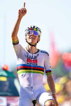 Tour de France 2025 Stage 12 HAUTACAM, FRANCE - JULY 17 : Pogacar Tadej (SLO) of UAE Team Emirates - XRG celebrating his victory during stage 12 of the 112th edition of Tour de France an UCI World Tour 2.UWT cycling road race stage for Men Elite of 181 km with start in Auch and finish in Hautacam on July 17, 2025 in Hautacam, France, 17 07 2025 ( Motordriver Kenny Verfaillie - Hautacam France  Copyright: xJanxDexMeuleneirx