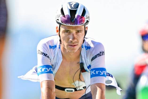 Tour de France 2025 Stage 12 HAUTACAM, FRANCE - JULY 17 : Evenepoel Remco (BEL) of Soudal - Quick Step at the finish line during stage 12 of the 112th edition of Tour de France an UCI World Tour 2.UWT cycling road race stage for Men Elite of 181 km with start in Auch and finish in Hautacam on July 17, 2025 in Hautacam, France, 17 07 2025 ( Motordriver Kenny Verfaillie - Hautacam France  Copyright: xJanxDexMeuleneirx