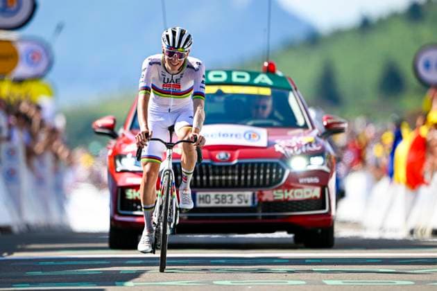 Tour de France 2025 Stage 12 HAUTACAM, FRANCE - JULY 17 : Pogacar Tadej (SLO) of UAE Team Emirates - XRG celebrating his victory during stage 12 of the 112th edition of Tour de France an UCI World Tour 2.UWT cycling road race stage for Men Elite of 181 km with start in Auch and finish in Hautacam on July 17, 2025 in Hautacam, France, 17 07 2025 ( Motordriver Kenny Verfaillie - Hautacam France  Copyright: xJanxDexMeuleneirx
