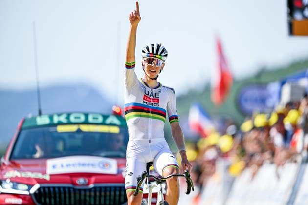 Tour de France 2025 Stage 12 HAUTACAM, FRANCE - JULY 17 : Pogacar Tadej (SLO) of UAE Team Emirates - XRG celebrating his victory during stage 12 of the 112th edition of Tour de France an UCI World Tour 2.UWT cycling road race stage for Men Elite of 181 km with start in Auch and finish in Hautacam on July 17, 2025 in Hautacam, France, 17 07 2025 ( Motordriver Kenny Verfaillie - Hautacam France  Copyright: xJanxDexMeuleneirx