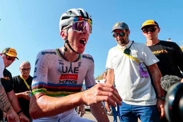 Tour de France 2025 Stage 12 HAUTACAM, FRANCE - JULY 17 : Pogacar Tadej (SLO) of UAE Team Emirates - XRG celebrating his victory after the race during stage 12 of the 112th edition of Tour de France an UCI World Tour 2.UWT cycling road race stage for Men Elite of 181 km with start in Auch and finish in Hautacam on July 17, 2025 in Hautacam, France, 17 07 2025 ( Motordriver Kenny Verfaillie - Hautacam France  Copyright: xLucaxBettinix