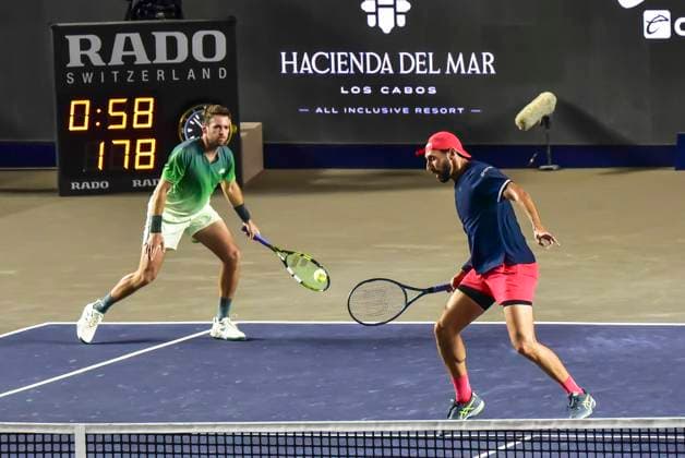 LOS CABOS TENNIS OPEN 2025 LOS CABOS TENNIS OPEN 2025 KRAJICEK GONZALEZ VS WINEGAR CERETTANI 16072025 LOS CABOS, BAJA CALIFORNIA, MEXICO Photo of Austin Krajicek of the USA and Santiago Gonzalez of Mexico, during doubles game of Los Cabos Tennis Open 2025 held at the Mextenis Stadium of the Cabo Sports Complex of Los Cabos, Baja California, Mexico Photo Austin Krajicek of the USA and Santiago Gonzalez of Mexico, during doubles game of Los Cabos Tennis Open 2025 held at the Mextenis Stadium of the Cabo Sports Complex of Los Cabos, Baja California, Mexico PHOTO BY IMAGENSHOP AGENCIA FOTOGRAFICA LOS CABOS BAJA CALIFORNIA MEXICO Copyright: xIMAGENSHOPxAGENCIAxFOTOGRAFICAx