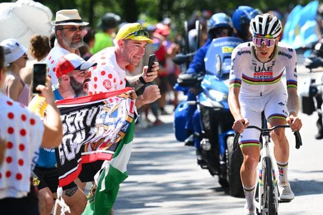 Tour de France 2025 Stage 12 HAUTACAM, FRANCE - JULY 17 : Pogacar Tadej (SLO) of UAE Team Emirates - XRG in action during stage 12 of the 112th edition of Tour de France an UCI World Tour 2.UWT cycling road race stage for Men Elite of 181 km with start in Auch and finish in Hautacam on July 17, 2025 in Hautacam, France, 17 07 2025 ( Motordriver Kenny Verfaillie - Hautacam France  Copyright: xVincentxKalutx