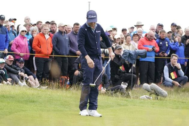 The 153rd Open Championship 2025 Justin Thomas On the 1st hole In action on the 1st day TheÊ153rd Open Championship, Royal Portrush Golf Club (Dunluce Links) in Portrush, County Antrim, Northern Ireland, from Thursday, 17 July to Sunday, 20 July 2025. Copyright: xMarkxNewcombex